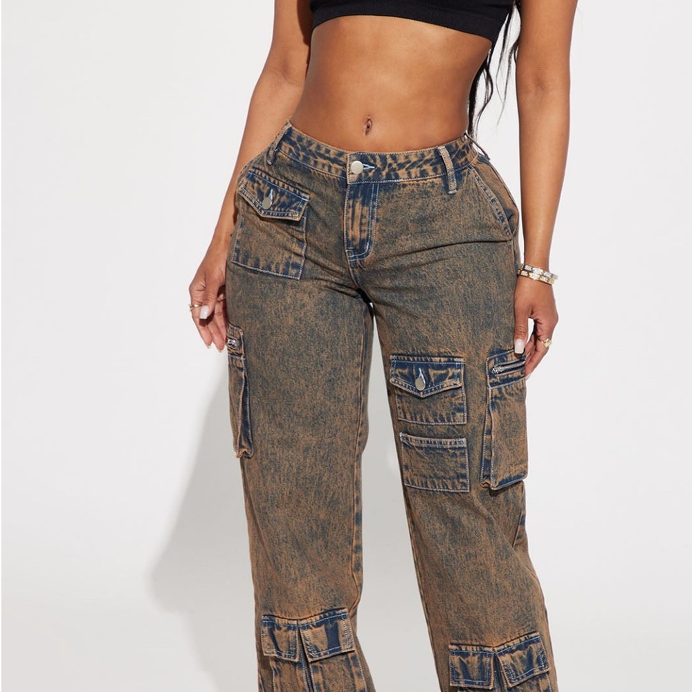 Fashion Nova Not Sorry Non Stretch Cargo Jean - Copper